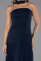 Robe De Soirée Mousseline Longue Bleu Marine ABU6042