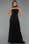 Robe De Soirée Mousseline Longue Noir ABU6042