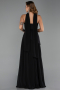 Robe De Soirée Mousseline Longue Noir ABU6042