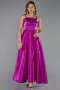 Robe De Soirée Satin Midi Fushia ABK2657