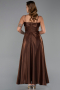 Robe De Soirée Satin Midi Brun ABK2657