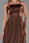 Robe De Soirée Satin Midi Brun ABK2657