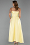 Robe De Soirée Satin Midi Jaune ABK2657