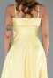 Robe De Soirée Satin Midi Jaune ABK2657