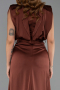 Robe De Soirée Satin Longue Brun Clair ABU2133