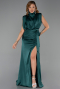 Robe de Soirée Longue Satin Émeraude ABU2133