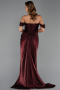 Robe De Soirée Mousseline Longue Rouge Bordeaux ABU5974