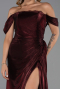 Robe De Soirée Mousseline Longue Rouge Bordeaux ABU5974