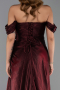 Robe De Soirée Mousseline Longue Rouge Bordeaux ABU5974