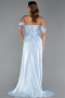 Robe De Soirée Mousseline Longue Bleu clair ABU5974