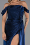 Robe De Soirée Mousseline Longue Bleu Marine ABU5974