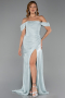 Robe De Soirée Mousseline Longue Menthe ABU5974