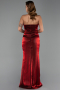Robe de Soirée Longue Mousseline Rouge Bordeaux ABU6336