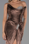 Robe de Soirée Longue Mousseline Brun ABU6336