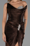 Robe de Soirée Longue Mousseline Brun foncé ABU6336