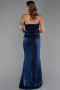 Robe de Soirée Longue Mousseline Bleu Marine ABU6336