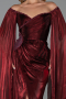 Robe de Soirée Longue Mousseline Rouge Bordeaux ABU6337