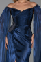 Robe de Soirée Longue Mousseline Bleu Marine ABU6337