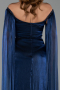Robe de Soirée Longue Mousseline Bleu Marine ABU6337