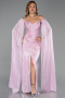 Robe de Soirée Longue Mousseline Poudre ABU6337