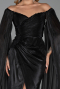 Robe de Soirée Longue Mousseline Noir ABU6337