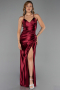 Robe de Soirée Longue Satin Couleur Cerise ABU2800