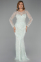 Robe De Soirée Perlé Longue Menthe ABU5649