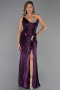 Robe de Soirée Longue Mousseline Violet ABU6336