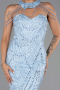 Robe de Soirée Longue Perlé Bleu clair ABU6073
