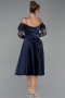Tenue de Soirée Midi Satin Bleu Marine ABK2552