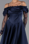 Tenue de Soirée Midi Satin Bleu Marine ABK2552