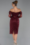Tenue de Soirée Midi Perlé Rouge Bordeaux ABK2663
