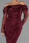 Tenue de Soirée Midi Perlé Rouge Bordeaux ABK2663