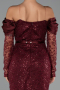 Tenue de Soirée Midi Perlé Rouge Bordeaux ABK2663