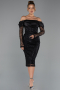 Tenue de Soirée Midi Perlé Noir ABK2663