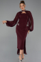 Robe De Soirée Midi Rouge Bordeaux ABK2664