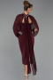 Robe De Soirée Midi Rouge Bordeaux ABK2664