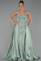 Robe de Soirée Longue Satin Menthe ABU6293