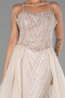 Robe de Soirée Longue Perlé Beige ABU5730