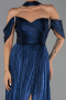 Robe de Soirée Longue Mousseline Bleu Marine ABU6342