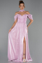 Robe de Soirée Longue Mousseline Poudre ABU6342