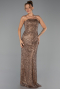 Robe de Soirée Longue Squameuse Brun clair ABU6343