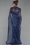 Robe de Soirée Longue Squameuse Bleu Marine ABU6343