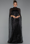 Robe de Soirée Longue Squameuse Noir ABU6343