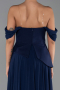 Robe de Soirée Longue Mousseline Bleu Marine ABU6345