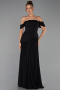 Robe de Soirée Longue Mousseline Noir ABU6345
