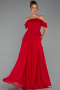 Robe de Soirée Longue Mousseline Rouge ABU6345