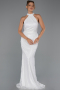 Robe de Soirée Longue Perlé Blanc ABU6348