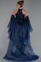 Robe de Soirée Longue Perlé Bleu Marine ABU6348