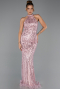 Robe de Soirée Longue Perlé Poudre ABU6348
